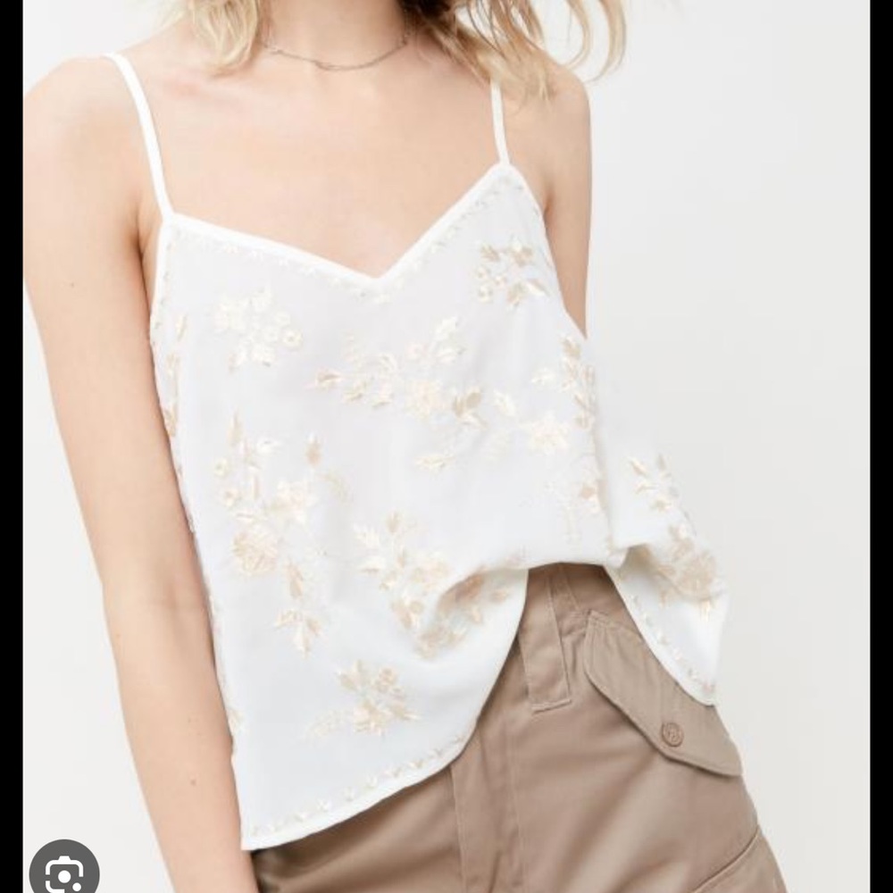 Urban Outfitters Victoria Embroidered White Cami
